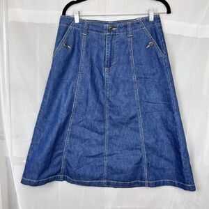 Vintage 90s White Stag denim midi skirt sz 8 stretch cotton cottagecore western
